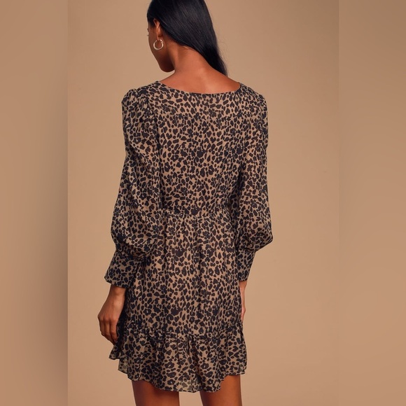 Lulus Rock It Out Brown and Black Leopard Print Babydoll Dress size Small - Picture 11 of 13